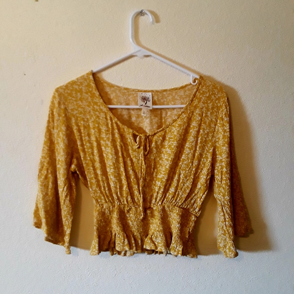 Yellow Floral Boho Summer Top